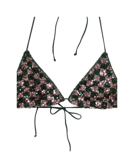 Oseree Metallic Sequins Chess Bikini