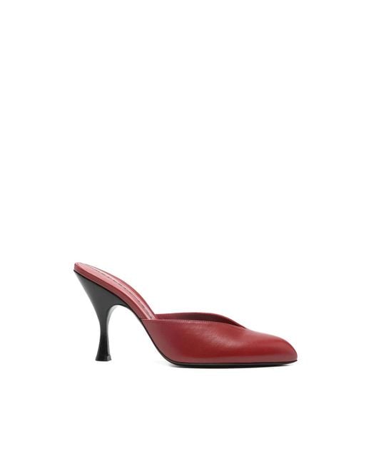 Herbert Levine Red Sitting Pretty Cone-Heel Mules