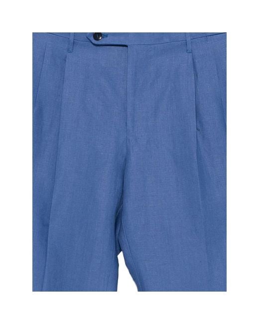 Rota Blue Pleated Pressed-Crease Trousers for men