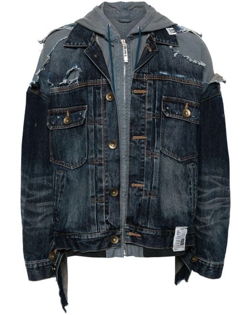 Maison Mihara Yasuhiro Blue Layered Denim Hooded Jacket for men