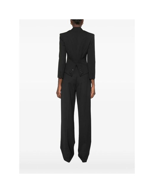 Elisabetta Franchi Black Double-Button Peaked-Lapel Blazer