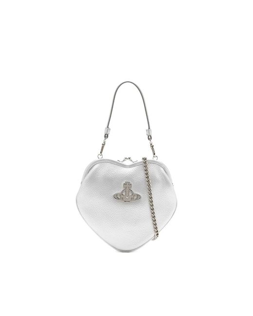 Vivienne Westwood Gray Heart-Shaped Orb Shoulder Bag