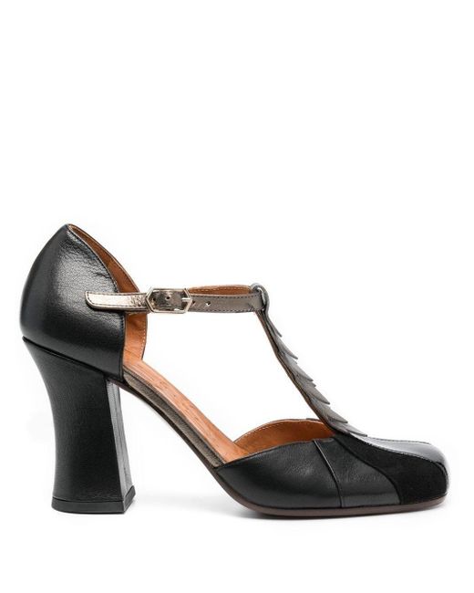 Chie Mihara Leather Fabad 80mm T-bar Strap Pumps in Black | Lyst Canada