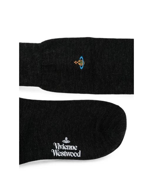 Vivienne Westwood Black Orb-Embroidered Socks for men