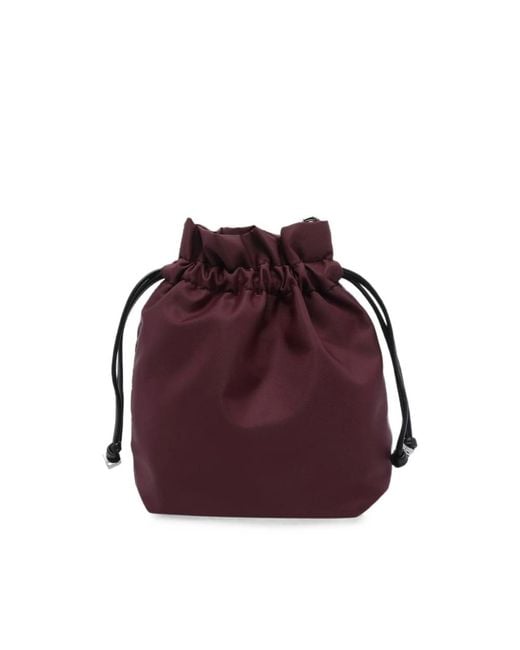 Ganni Red Logo-Patch Drawstring Bucket Bag