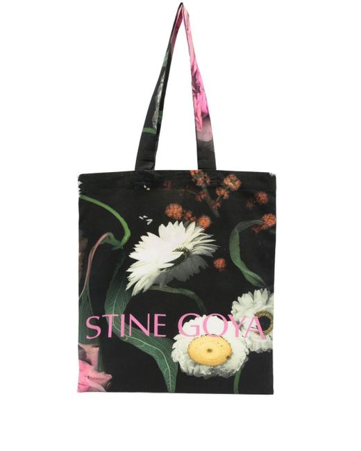 Stine Goya Black Sgrita Scanned Foliage-Print Tote Bag