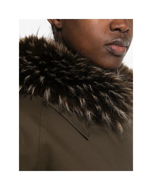 VALENTINI 1972 Brown Faux-Fur Trim Hooded Jacket