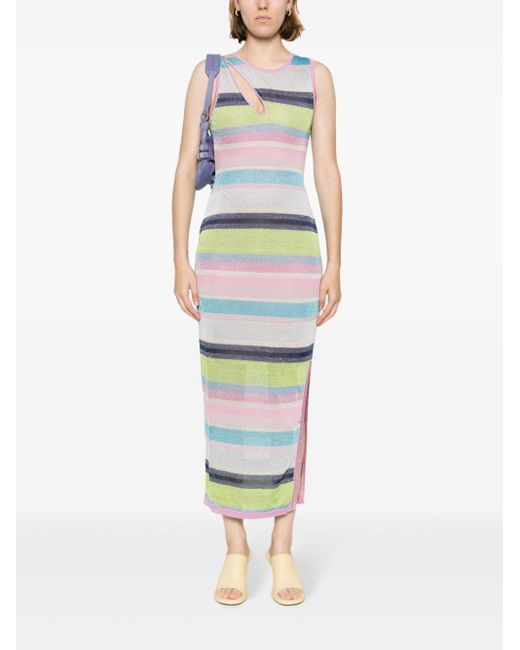 Suboo White Zephyr Striped Maxi Dress