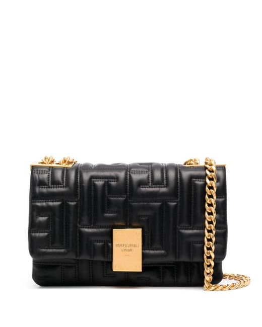 Balmain Leather Small 1945 Quilted Shoulder Bag in Black Lyst