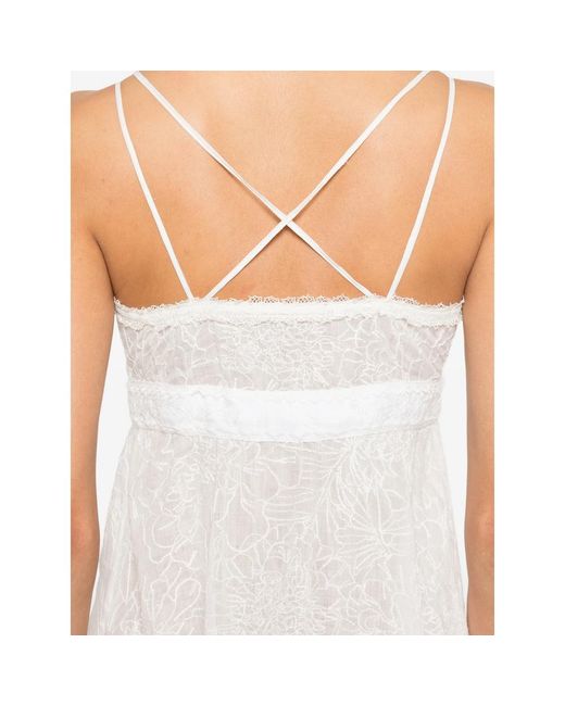 Ermanno Scervino White Dress Floral Embroidery