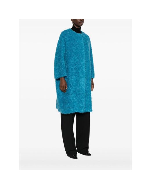Gianluca Capannolo Blue Wool-Blend Coat