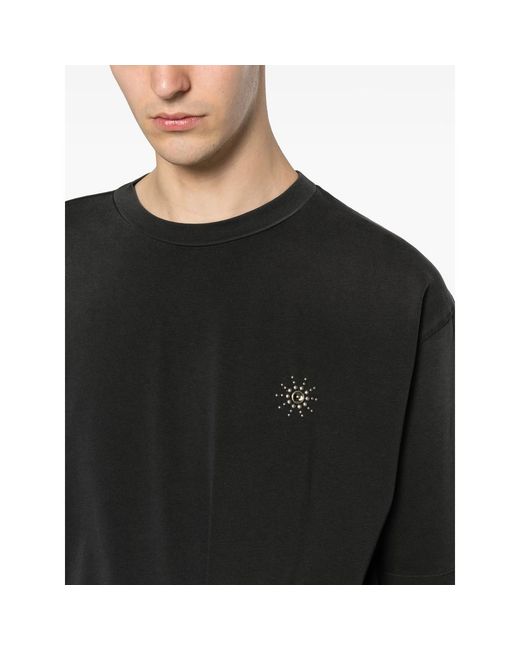 HTC Black Stud-Embellished Logo-Print T-Shirt for men