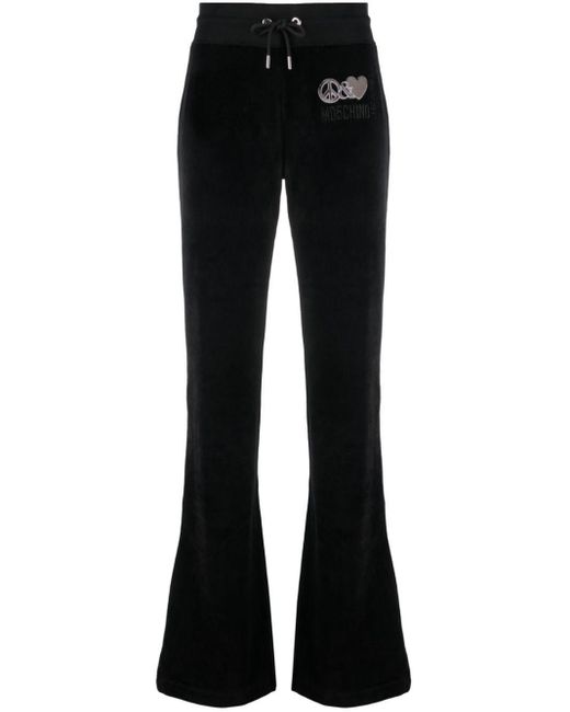 Moschino Jeans Black Logo-Embroidered Flared Track Pants