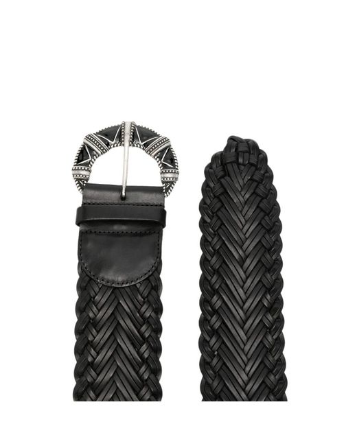 Ba&sh Black Braided Leather Belt