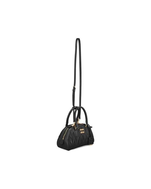 Miu Miu Black Matelassé Leather Tote Bag