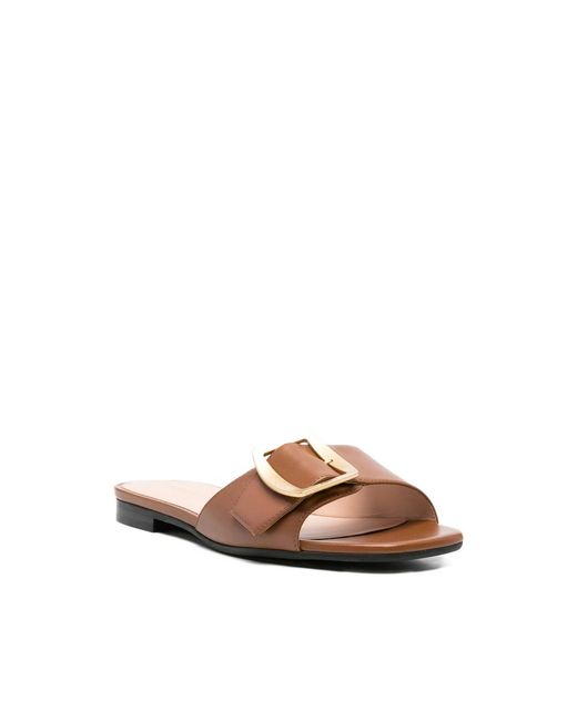 Bally Natural Open Toe Shoes With Buckle Detail