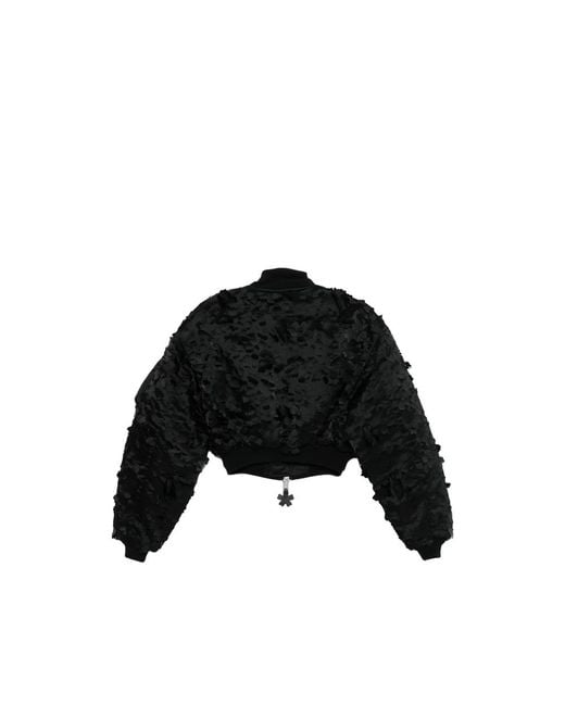 Alpha Industries Black X Cecile Bahnsen Ma-1 Flower-Appliqué Zipped Bomber Jacket