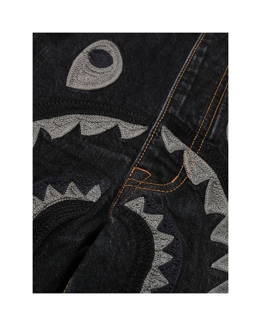 A Bathing Ape Black Shark-Appliqué Jeans for men