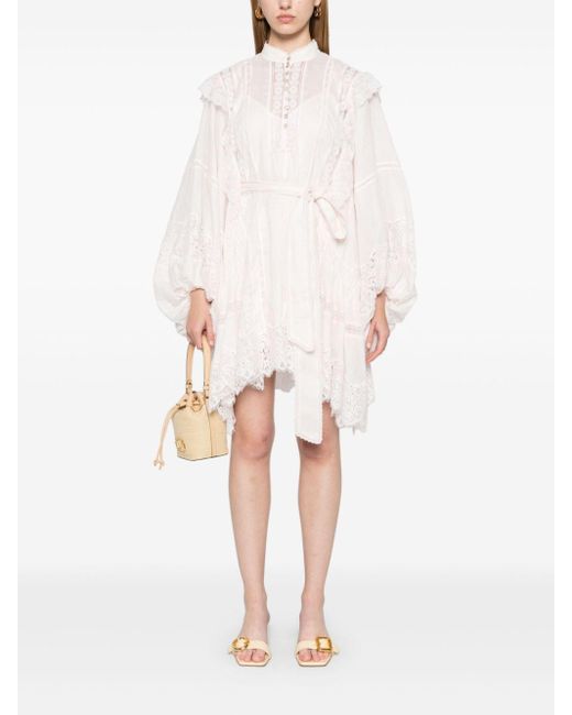 Zimmermann White Crush Lace Billow Mini Dress