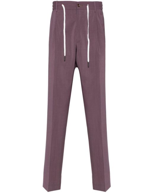 Tagliatore Purple Pressed-Crease Button-Fastening Tapered Trousers for men