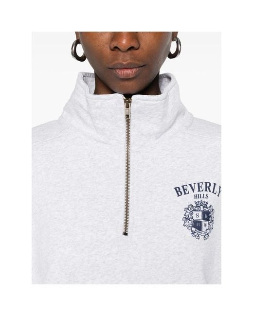 Sporty & Rich White Quarter-Zip Sweatshirt