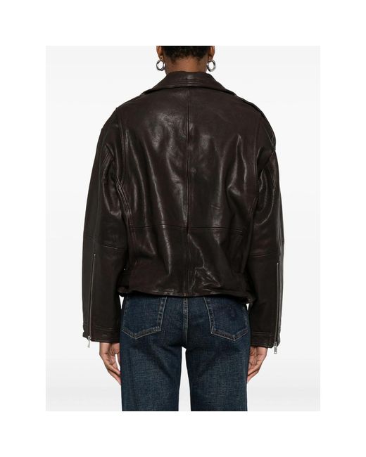 Gestuz Black Belted Leather Jacket