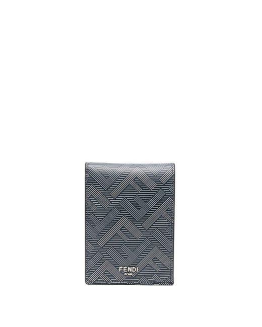 Fendi Gray Ff-Motif Logo-Print Wallet for men