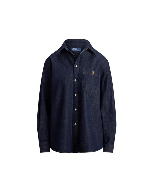 Ralph Lauren Blue Logo-Embroidered Pocket Shirt
