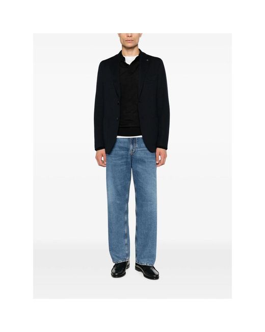 Tagliatore Black Single-Breasted Buttoned Blazer for men