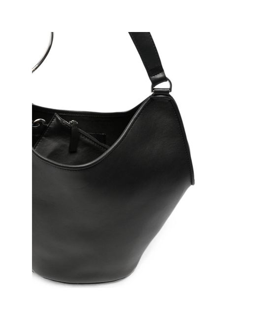 Dondup Black Ring-Detail Leather Shoulder Bag