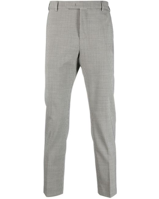 PT Torino Gray Check-Print Skinny-Leg Trousers for men