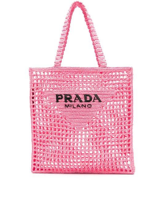 Prada Pink Crochet Tote Bag