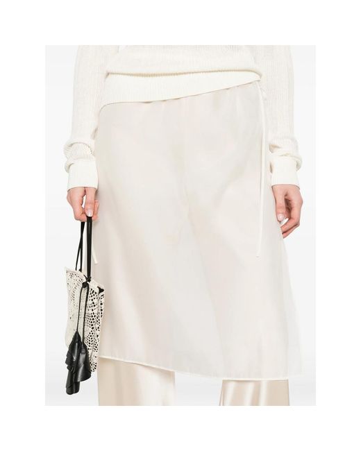 DUNST White Drawstring Midi Skirt