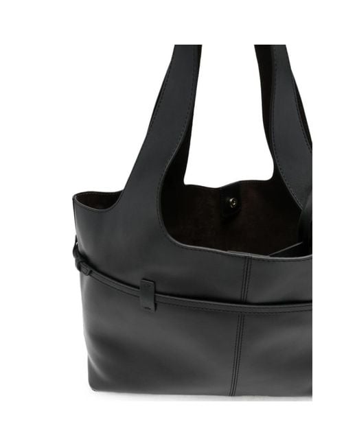 MANU Atelier Black Buckled Leather Shoulder Bag