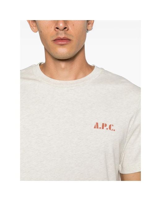 A.P.C. White A. P.C. Logo-Print T-Shirt for men