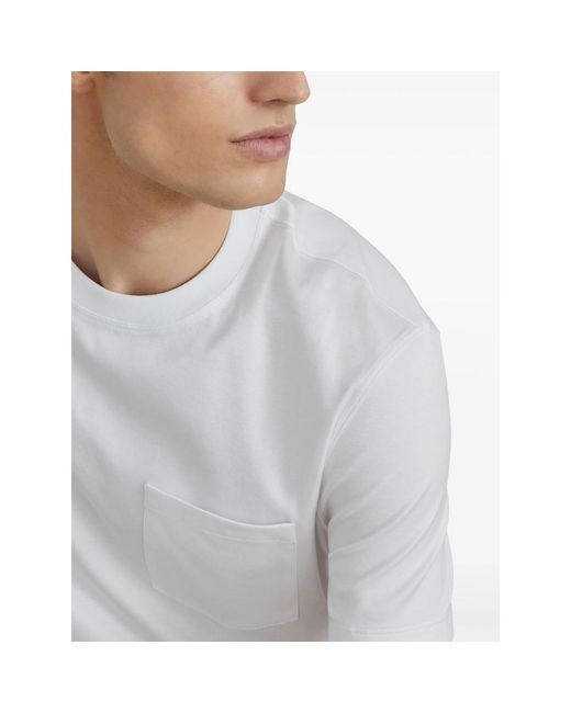 Brunello Cucinelli White Patch-Pocket Crew-Neck T-Shirt for men