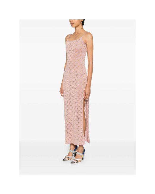 MARINE SERRE Pink Knitted Dresses