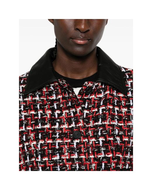IRO Red Nuffy Tweed Leather-Collar Jacket