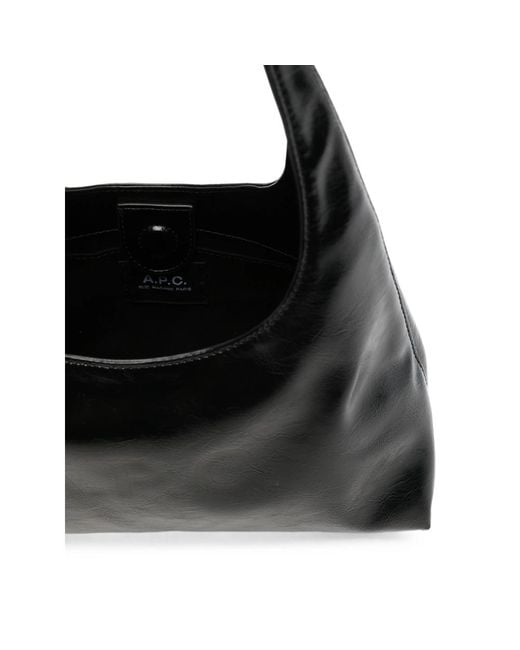 A.P.C. Black A. P.C. Patent Logo-Print Tote Bag