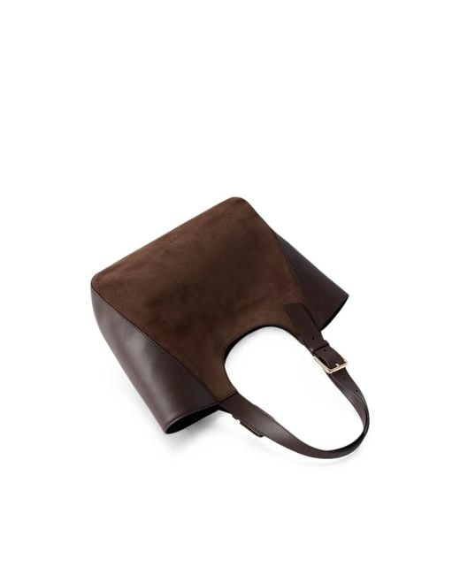 Furla Brown Suede-Panel Leather Tote Bag M