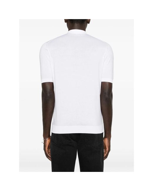 Fedeli White Button-Fastening Polo Shirt for men