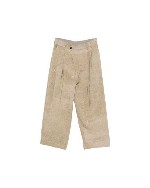 Ziggy Chen Natural Pleated Trousers for men