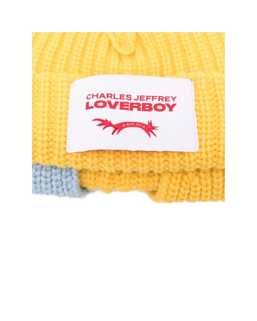 Charles Jeffrey Yellow Chunky Ribbed Beanie Hat for men