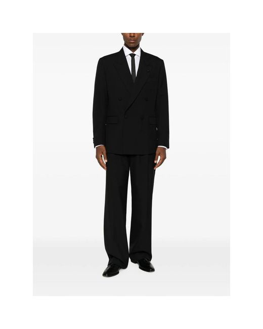 Lardini Black Double-Breasted Peak-Lapel Jacket for men