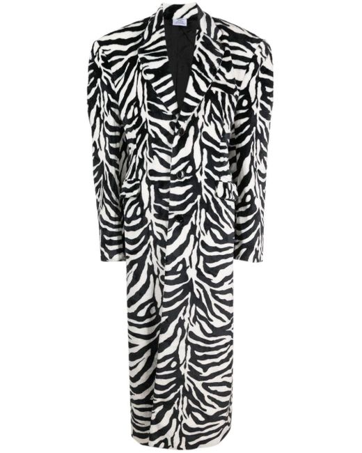 Vetements Black Single-breasted Zebra-pattern Coat