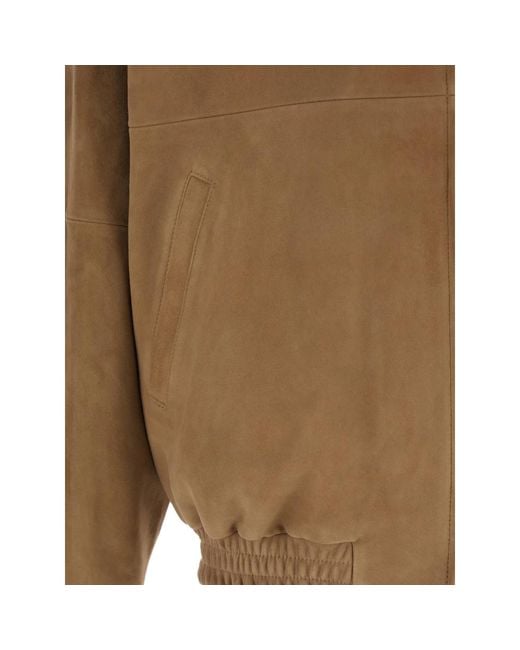 TONYWACK Brown Goat Suede Zip Jacket for men