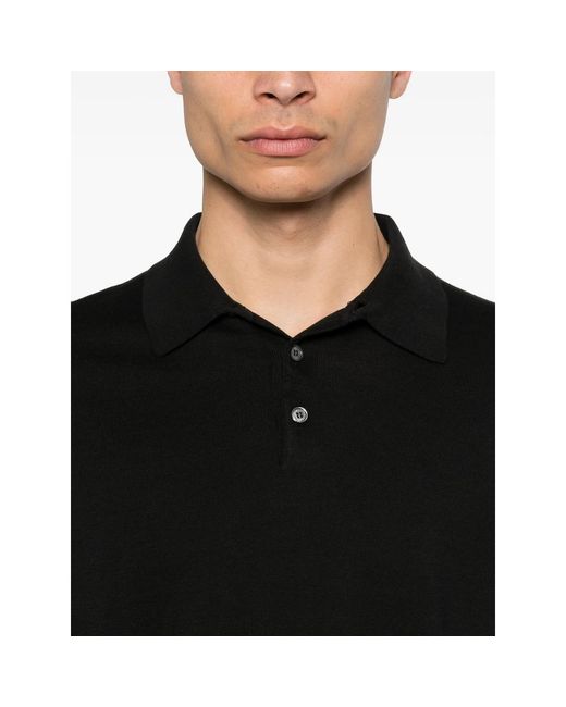 Fedeli Black Buttoned Polo Shirt for men
