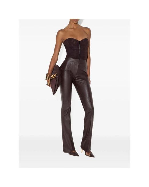 Elisabetta Franchi Brown Trousers With Ribbing