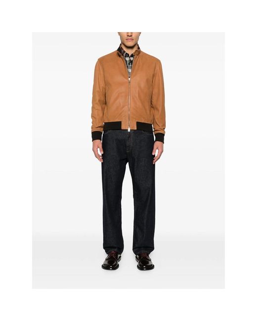 Tagliatore Brown Ice Zip-Up Jacket for men