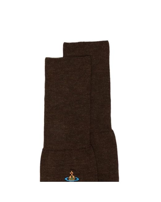 Vivienne Westwood Brown Orb-Embroidered Socks for men